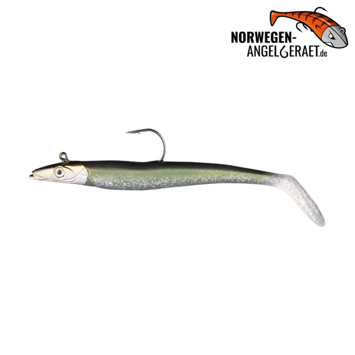Sandy Sandeel Shad - Real Sandeel - 60 Gramm inkl. Ersatzkörper | Sandaal Meeresköder, Gummifisch für Norwegen – von norwegen-angelgeraet.de