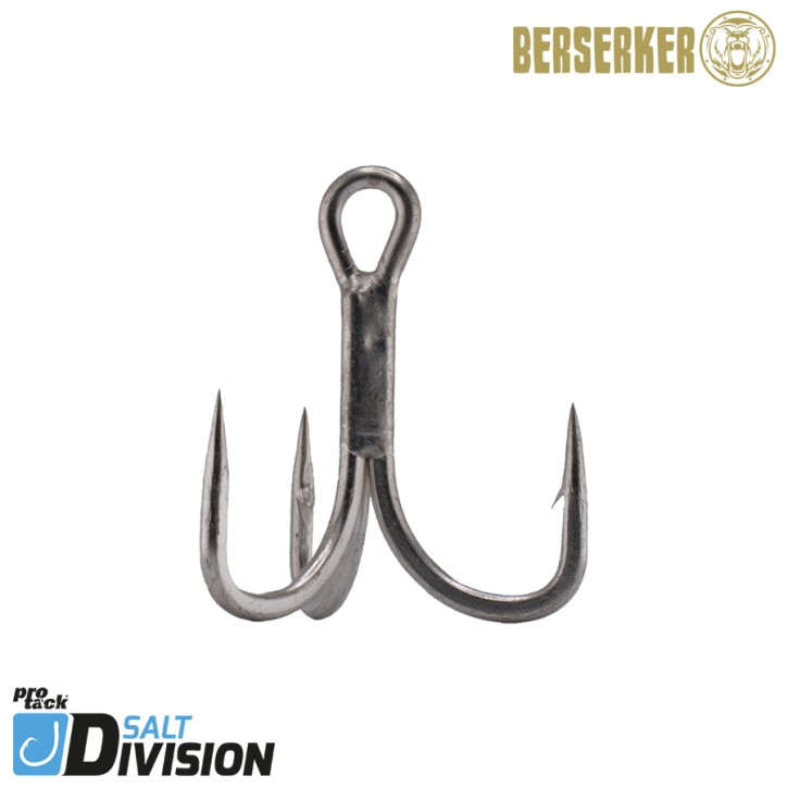 ProTack - Berserker - Treble Hook 6 X Strong - High Carbon | Salzwasser, Hochsee, Waller, Stinger Drillinge, Meereshaken für Island, Norwegen