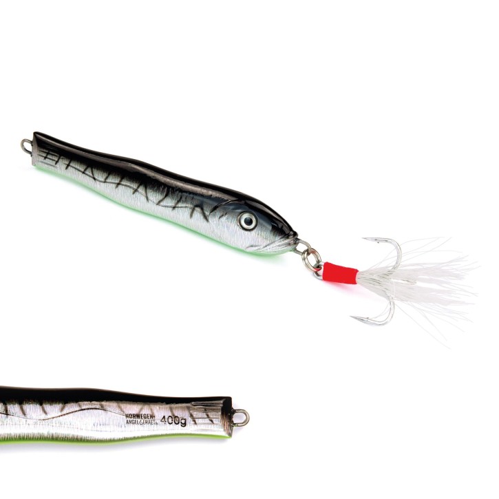 Fast & Deep Pilker - Makrele-Schwarz-Grün-Glow - 400 Gramm - Ideal für Dorsch, Köhler, Pollack und Heilbutt in Norwegen - von norwegen-angelgeraet.de
