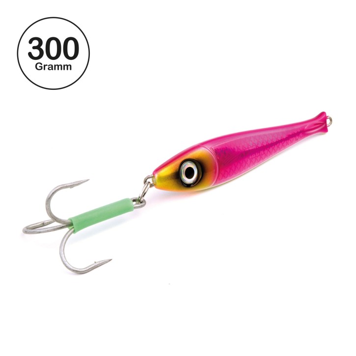 ProTack - Bullhead Slayer Pilker - Pink Silber - Glow Belly - 300 Gramm | Ideal zum Angeln auf Dorsch, Köhler, Pollack und Heilbutt in Norwegen
