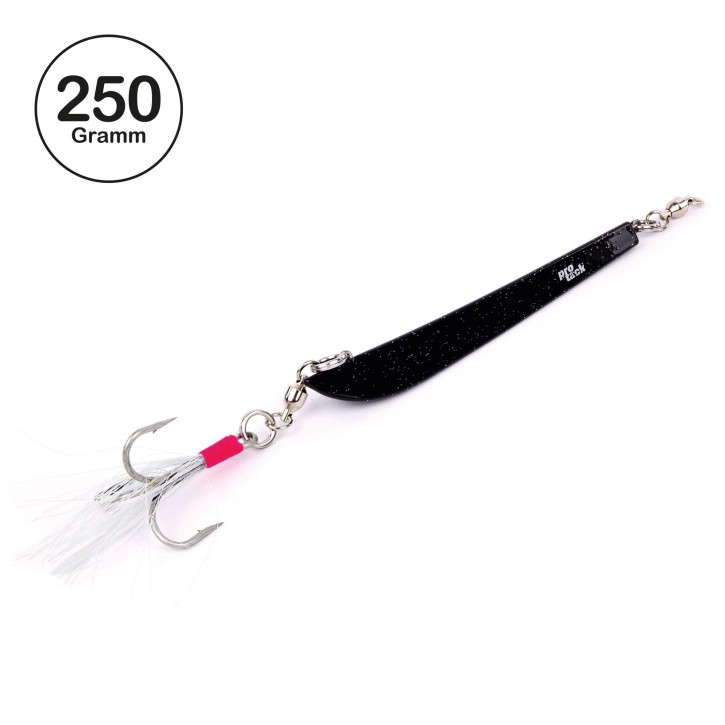Pro Tack - Evo Bergmann Pilker - Black Knight - schwarz - 250 Gramm | Meeresköder für Dorsch und Heilbutt in Norwegen - Svenskepilk, Bananen Pilker