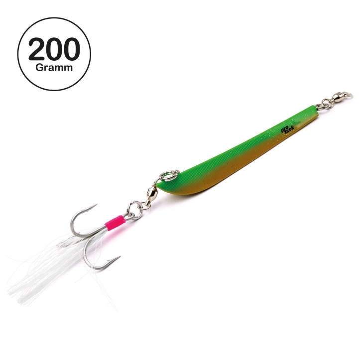 Pro Tack - Evo Bergmann Pilker - UV Motoroil - Magic Scale - 200 Gramm | Meeresköder für Dorsch und Heilbutt in Norwegen - Svenskepilk, Bananen Pilker