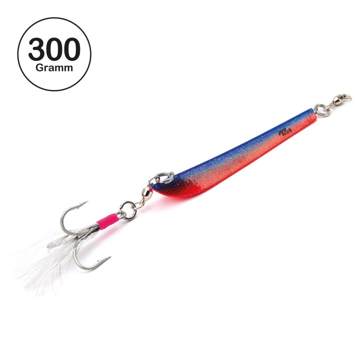Pro Tack - Evo Bergmann Pilker - UV Orange - Magic Scale - 300 Gramm | Meeresköder für Dorsch und Heilbutt in Norwegen - Svenskepilk, Bananen Pilker
