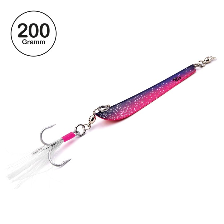 Pro Tack - Evo Bergmann Pilker - UV Pink - Magic Scale - 200 Gramm | Meeresköder für Dorsch und Heilbutt in Norwegen - Svenskepilk, Bananen Pilker