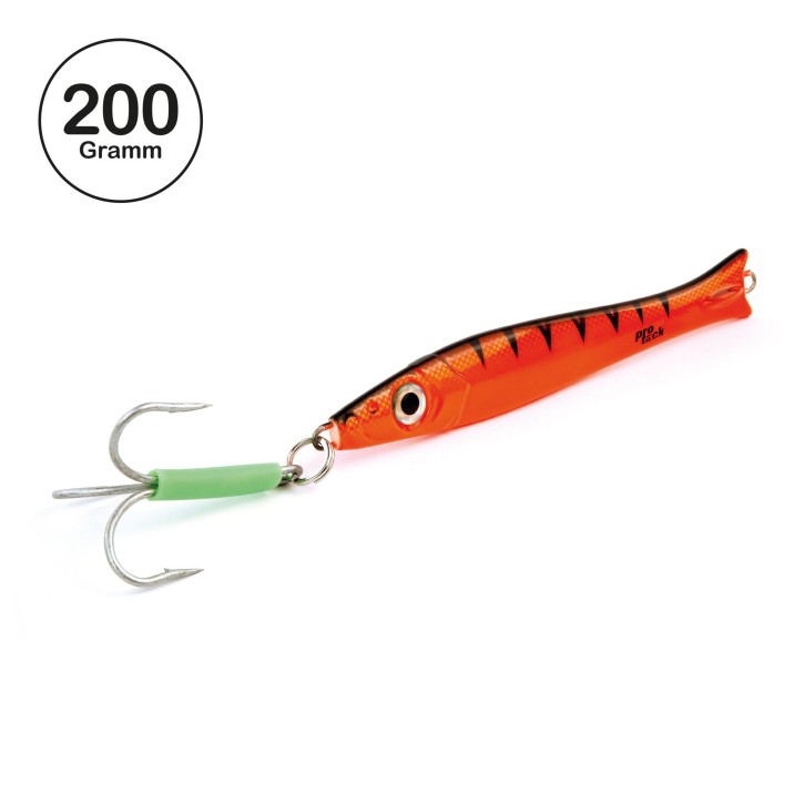 Pro Tack - Pro Slayer Pilker - Orange UV Tiger - 200 Gramm | Perfekt zum Angeln auf Dorsch, Köhler, Pollack und Heilbutt in Norwegen