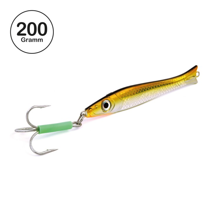 Pro Tack - Pro Slayer Pilker - Sandaal - Glow Belly - 200 Gramm | Perfekt zum Angeln auf Dorsch, Köhler, Pollack und Heilbutt in Norwegen