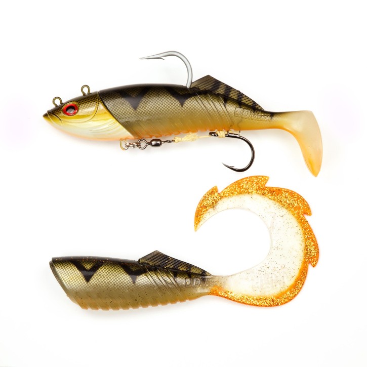 ProTack - Salty Slayer Shad - Glow Tiger - 360 Gramm inkl. Wechselkörper | Meeresköder zum Heilbutt und Dorsch angeln in Norwegen und Island