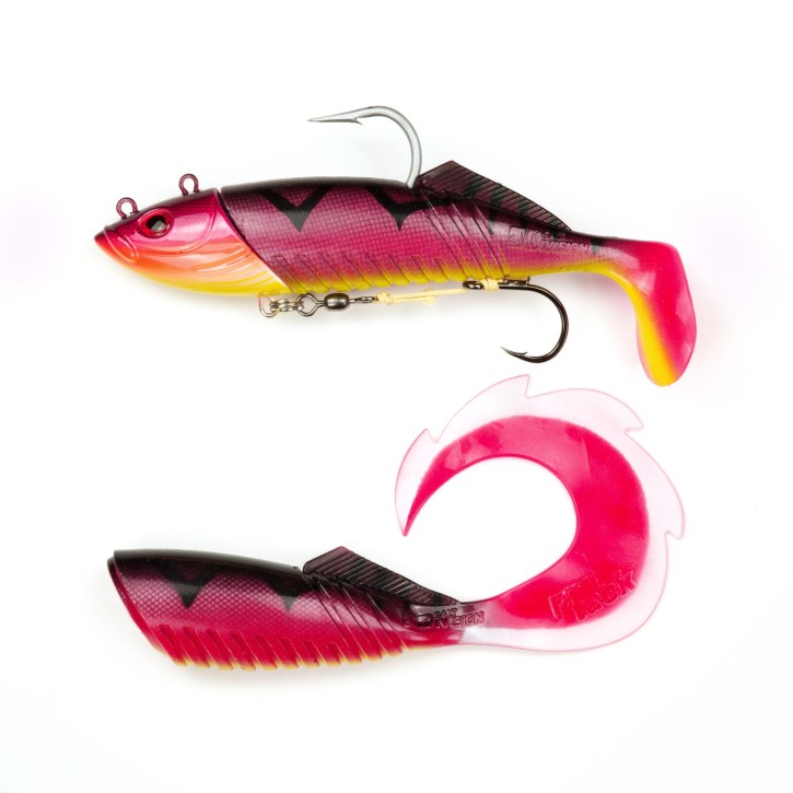 ProTack - Salty Slayer Shad - Pink Tiger - 360 Gramm inkl. Wechselkörper | Meeresköder zum Heilbutt und Dorsch angeln in Norwegen und Island