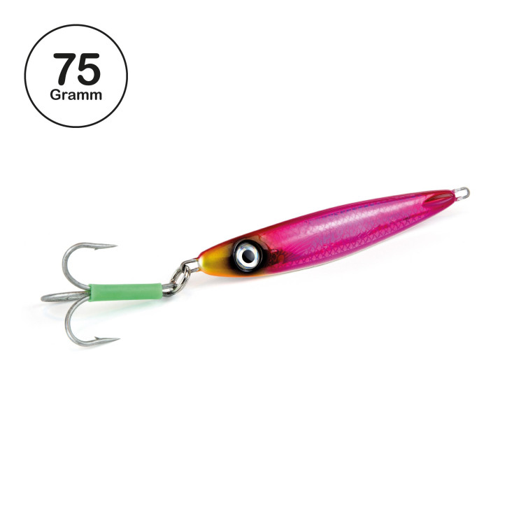 ProTack - Giddy Slayer Pilker - Pink Silber - Glow Belly - 75 Gramm | Meeresköder für das Angeln auf Heilbutt, Dorsch & Köhler in Norwegen & Island