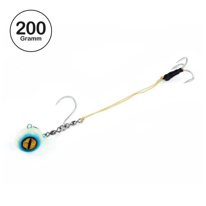 ProTack - Norwegen Baitball / Fireball 360° Flexi System - Glow / UV Blau - 200 Gramm | Naturködermontage zum angeln auf Heilbutt und Dorsch
