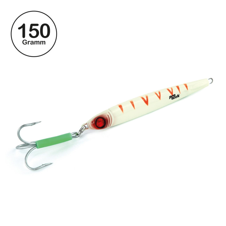 ProTack - Power Slayer Pilker - Glow Tiger - 150 Gramm | Top Meeresköder zum Angeln auf Heilbutt, Köhler, Dorsch und Pollack in Norwegen