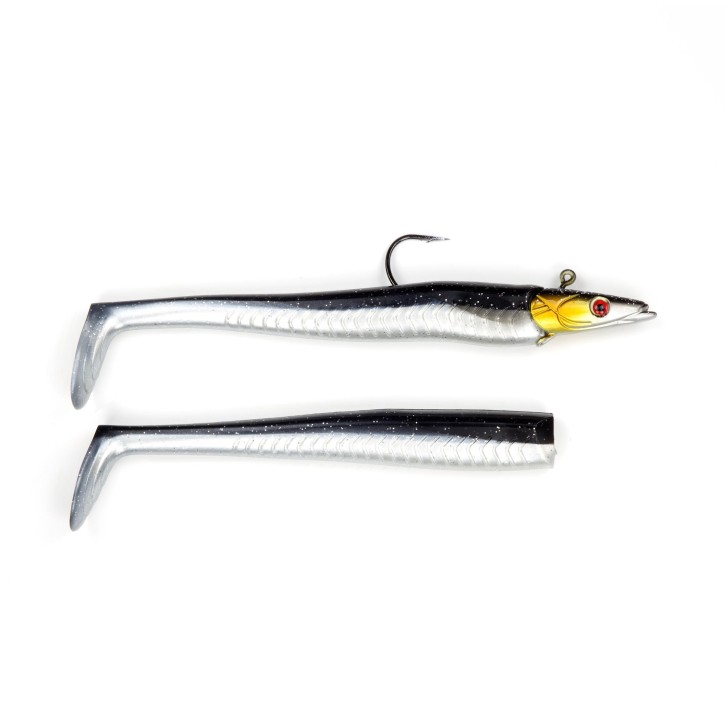 Sandy Sandeel Pro Shad - Black Pearl Silver - 65 Gramm inkl. Ersatzkörper | Sandaal Gummifisch, Meeresköder für Norwegen – von norwegen-angelgeraet.de