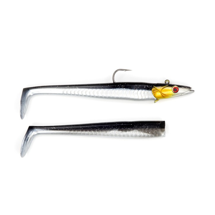 Sandy Sandeel Pro Shad - Black Pearl Silver - 90 Gramm inkl. Ersatzkörper | Sandaal Gummifisch, Meeresköder für Norwegen – von norwegen-angelgeraet.de