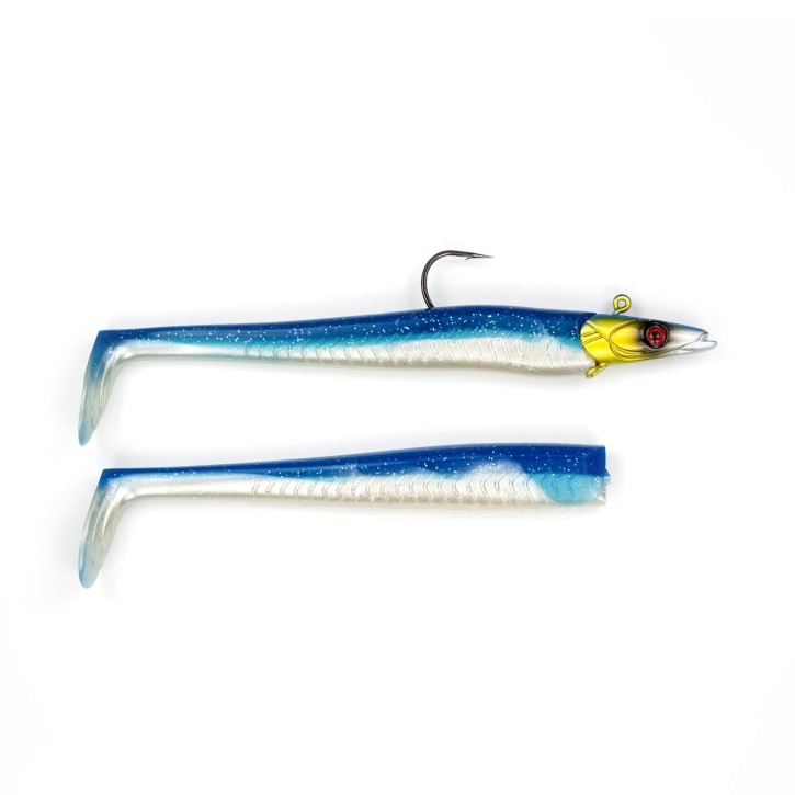 Sandy Sandeel Pro Shad - Blue Pearl Silver - 65 Gramm inkl. Ersatzkörper | Sandaal Gummifisch, Meeresköder für Norwegen – von norwegen-angelgeraet.de