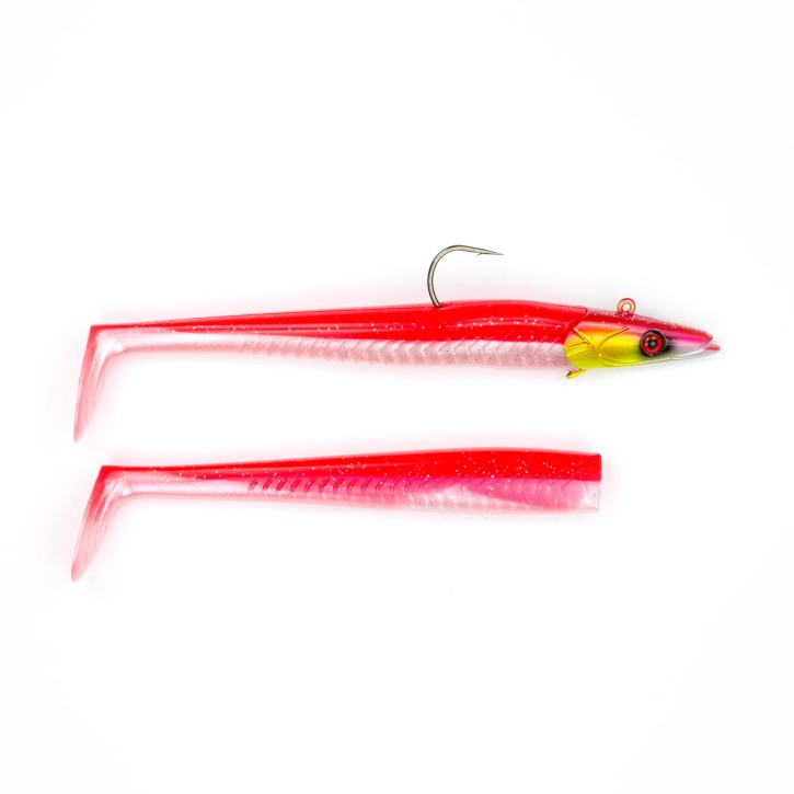 Sandy Sandeel Pro Shad - Pink Pearl Silver - 90 Gramm inkl. Ersatzkörper | Sandaal Gummifisch, Meeresköder für Norwegen – von norwegen-angelgeraet.de