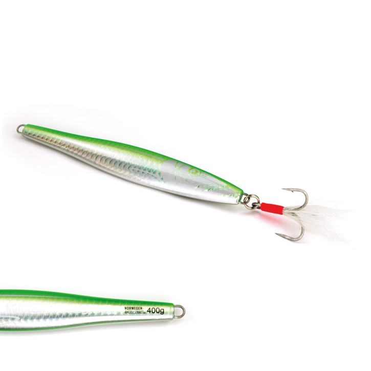 Tobynator Pilker - Grün-Holo-Glow – 400 Gramm - Ideal für Dorsch, Köhler, Pollack und Heilbutt in Norwegen – von norwegen-angelgeraet.de