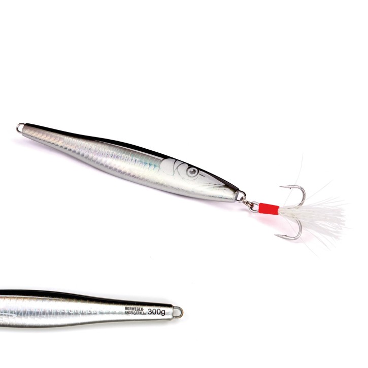 Tobynator Pilker - Schwarz-Holo-Glow – 300 Gramm - Ideal für Dorsch, Köhler, Pollack und Heilbutt in Norwegen – von norwegen-angelgeraet.de