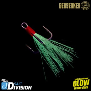 ProTack - Glow Treble Hook 6 X Strong - Größe 3/0 - High Carbon - Selbstleuchtend - UV Aktiv | Hochsee, Salzwasser Drillinge, Meereshaken für Island, Norwegen                                            
