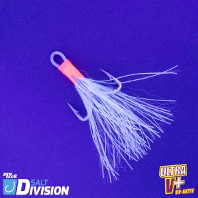 ProTack - Glow Treble Hook 4 X Strong - Edelstahl - Selbstleuchtend - UV Aktiv | Meereshaken, Drillingshaken, Meeresdrillinge für Norwegen, Island                                            