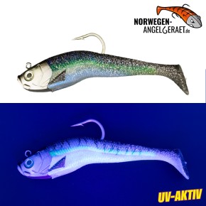 Stormy Sea Shad - Herring Tiger - 200 Gramm inkl. Ersatzkörper | Norwegen Meeresköder Klassiker für Heilbutt und Dorsch - von norwegen-angelgeraet.de                                            