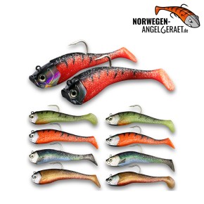 Stormy Sea Shad - Glow Tiger - 200 Gramm inkl. Ersatzkörper | Norwegen Meeresköder Klassiker für Heilbutt und Dorsch - von norwegen-angelgeraet.de                                            