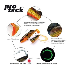 ProTack - Salty Slayer Shad - 360 Gramm inkl. Wechselkörper | Meeresköder zum Heilbutt und Dorsch angeln in Norwegen und Island                                            