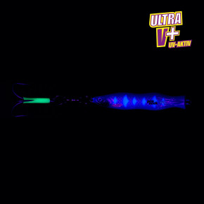 ProTack - Evo S-Jigger Pilker - UV Blau Silber - Glow Scale - 250 Gramm| Klassiker zum Angeln auf Heilbutt, Dorsch und Köhler in Norwegen                                            