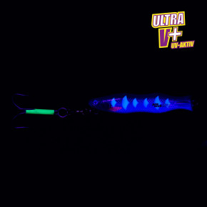 ProTack - Evo S-Jigger Pilker - UV Grün Silber - Glow Scale - 750 Gramm| Klassiker zum Angeln auf Heilbutt, Dorsch und Köhler in Norwegen                                            