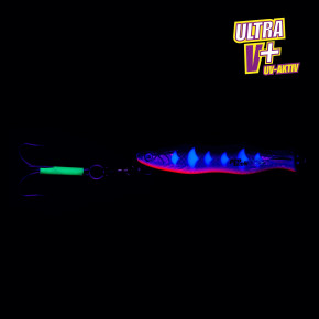 ProTack - Evo S-Jigger Pilker - UV Schwarz Silber Orange - Glow Scale - 500 Gramm| Klassiker zum Angeln auf Heilbutt, Dorsch und Köhler in Norwegen                                            