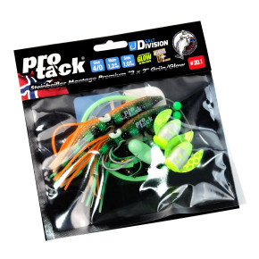 ProTack – Steinbeißer Montage Premium "2 x 2" – Grün / Glow | Seewolf Vorfach für Norwegen & Island | Naturköderrig, Selbstleuchtend & UV-Aktiv                                            