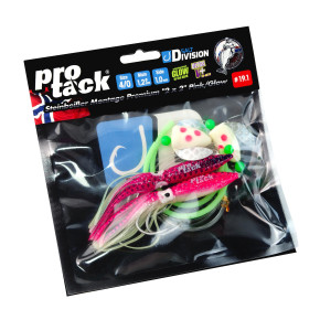 ProTack – Steinbeißer Montage Premium "2 x 2" – Pink / Glow | Seewolf Vorfach für Norwegen & Island | Naturköderrig, Selbstleuchtend & UV-Aktiv                                            